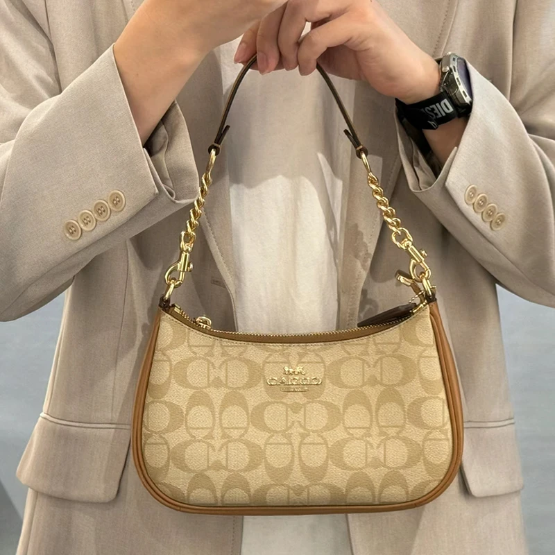 香港正品2025新款百搭通勤时尚真皮链条麻将包斜挎单肩包腋下包女