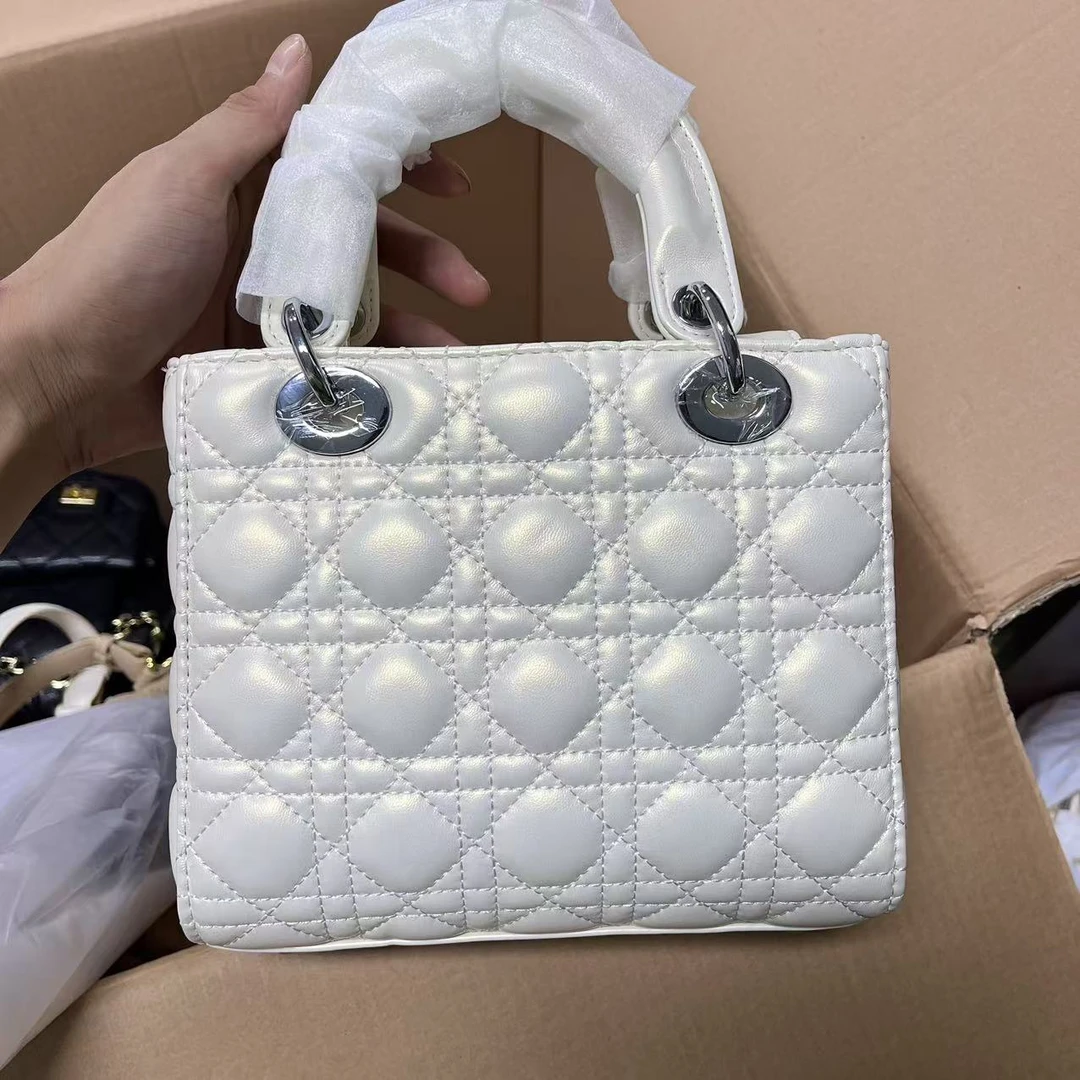 【小裴专属】轻奢女包新款珠光戴妃包女士手提包单肩斜挎包#珠光白