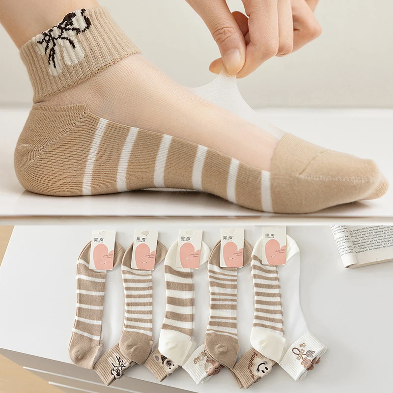 夏季女袜棉底防滑吸湿透气卡丝短筒水果袜彩色春夏薄款ins浅口