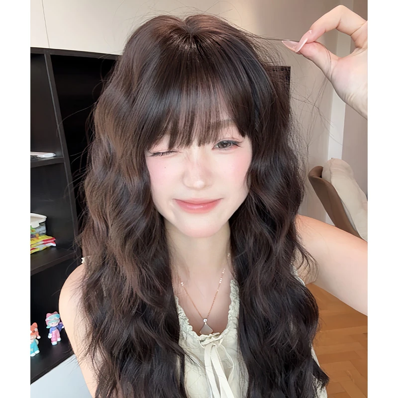 【咩咩泡芙】秋冬氛围感水波纹长卷发假发女全头套刘海修饰脸型