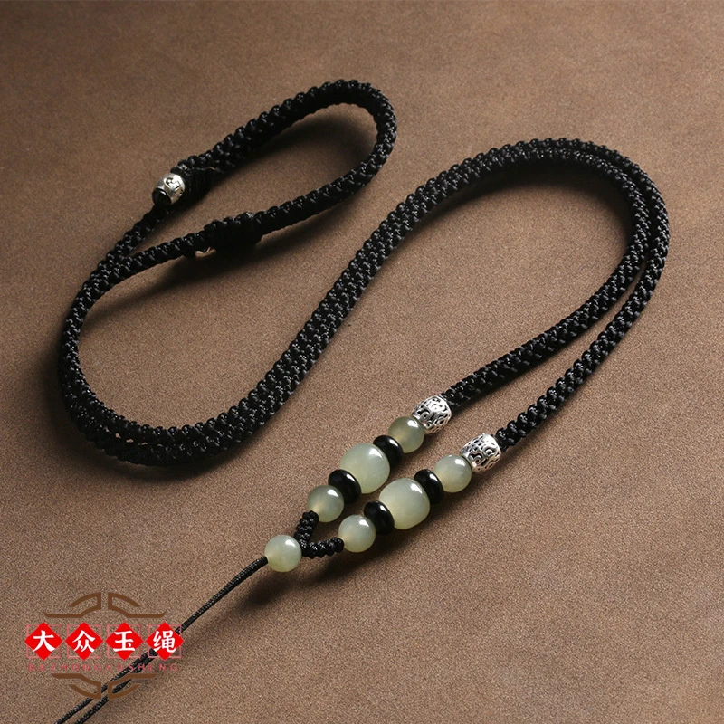 玉绳小店 天然玉石配饰挂件绳浅绿玉吊坠绳真石英岩玉绳子A86