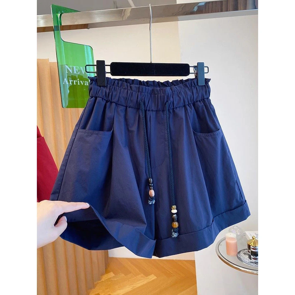 大码薄款工装高腰a字短裤女夏季胖mm梨型身材宽松显瘦休闲五分裤