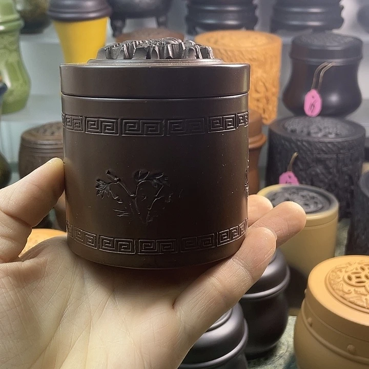 梅兰竹菊一对茶色。