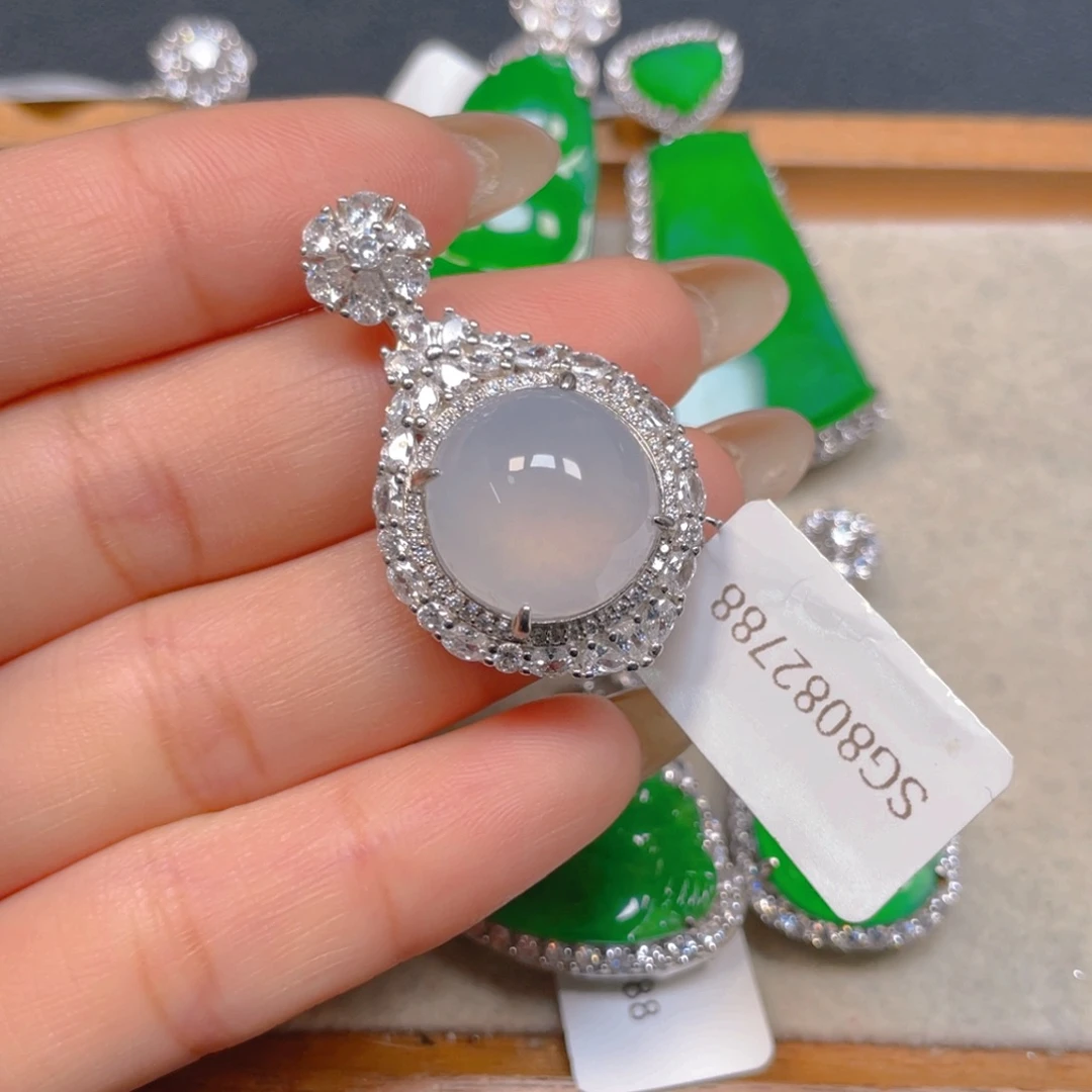 翡翠银S925镶嵌挂件