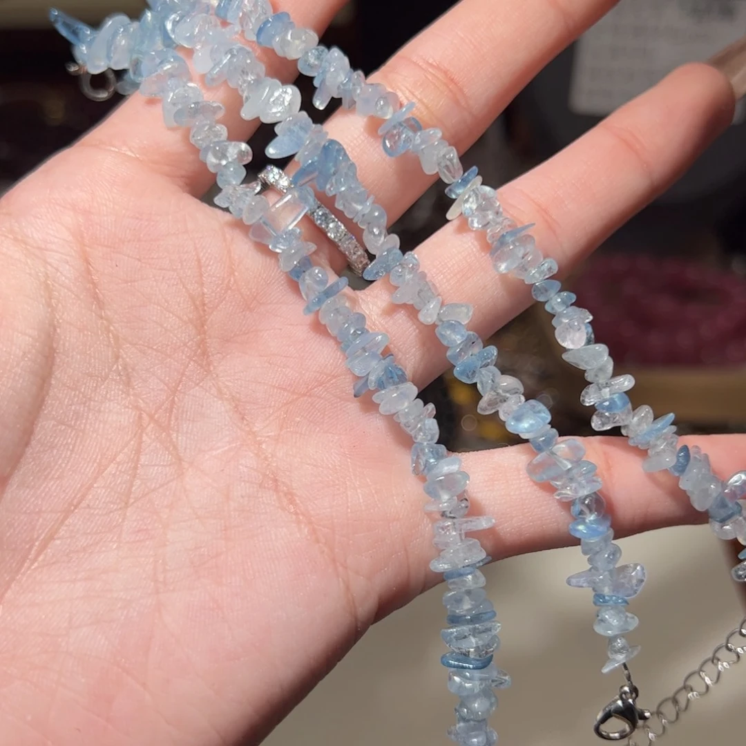 水晶手链未镶嵌海蓝宝碎石手链小尺寸A21
