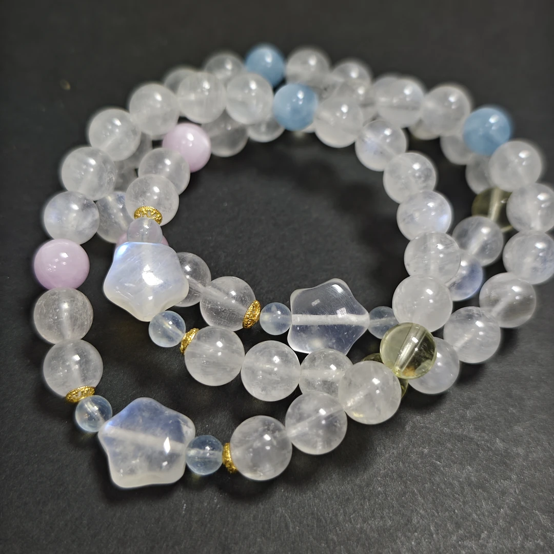 【书记甄选】天然原创蓝白月光单圈手链多样式发一件 约8mm 8216TT