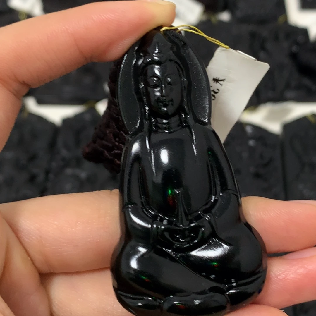 天然缅甸a货钢琴黑挂件