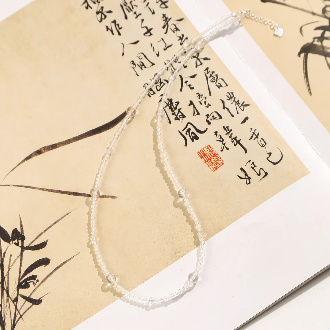 一了个卜【惊落】白水晶项链