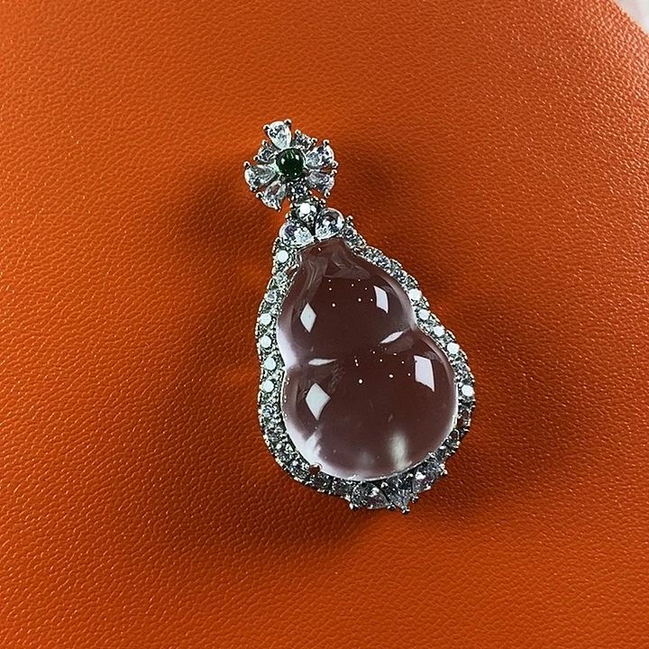 石英质玉银S925镀金镶嵌颈饰