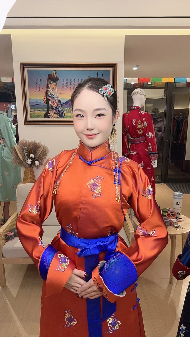 女士新款四季款双马蹄袖袍子长款袍子