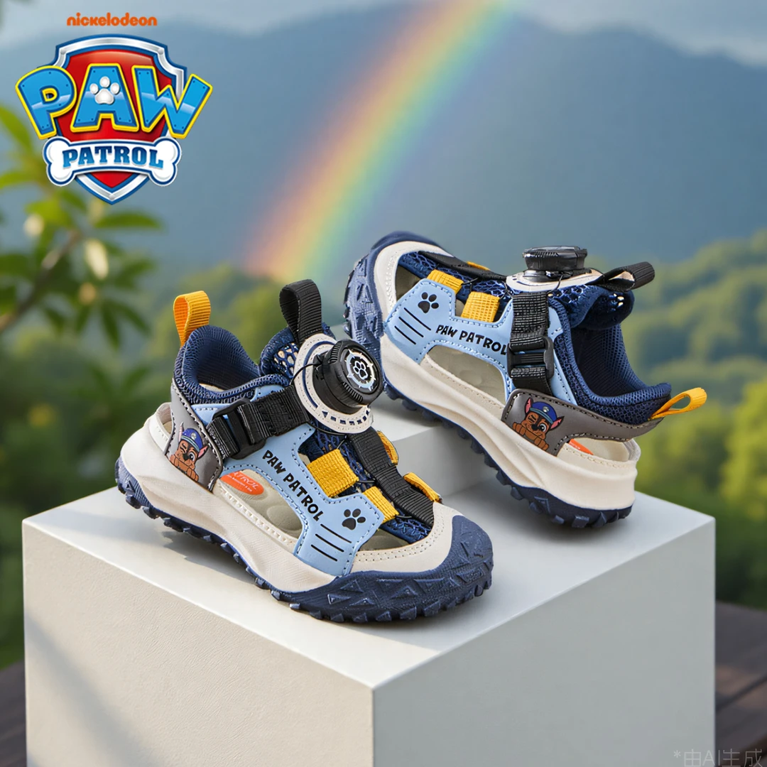 汪汪队旋钮扣运动凉鞋2025年夏季男童包头防撞踩水速干沙滩鞋小童