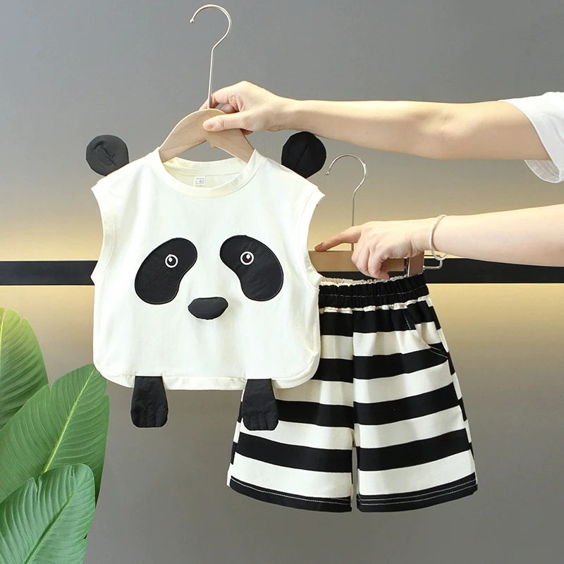 男童夏装套装2025新款宝宝无袖背心洋气男孩潮帅气时髦夏天薄衣服