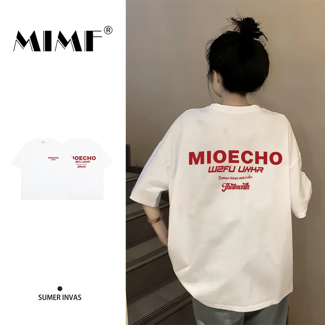 mnmf简约风设计感字母印花百搭上衣体恤女2025夏季新款ins纯棉T恤