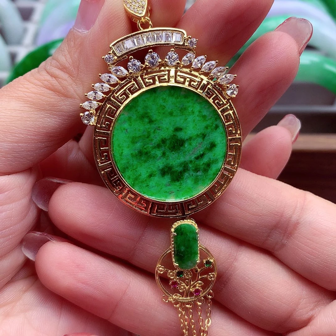 翡翠颈饰银S925镶嵌翡翠