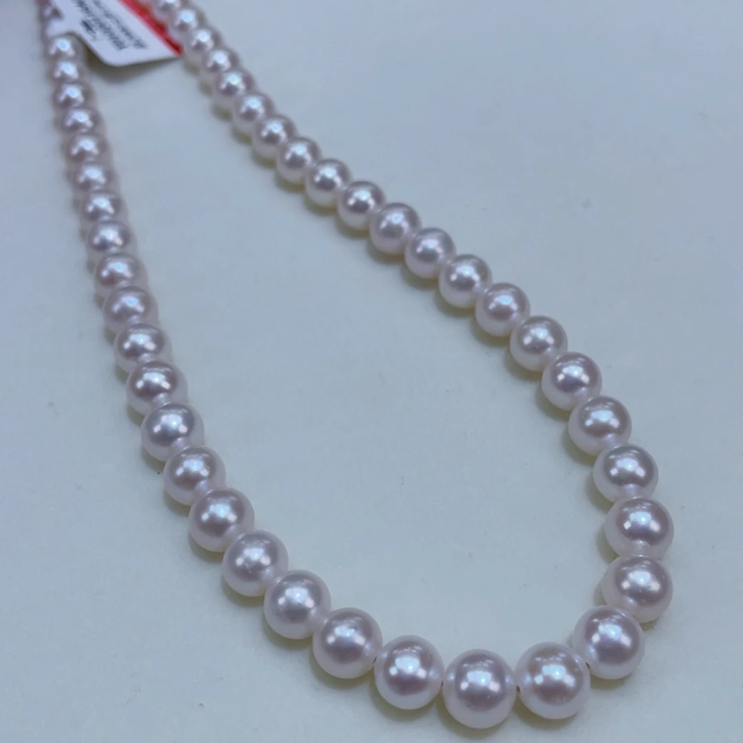 淡水珍珠7左右正圆冷白微粉巨干净银S925镶嵌