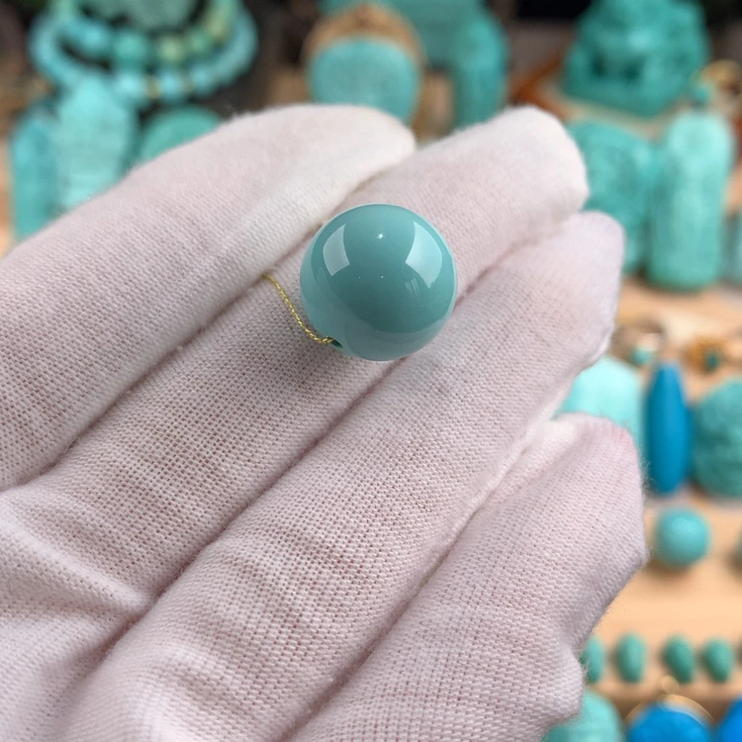 绿松石未镶嵌圆珠卡14.5