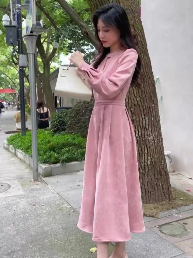 【LM定制】-NN1382-时尚女装连衣裙显瘦气质法式收腰