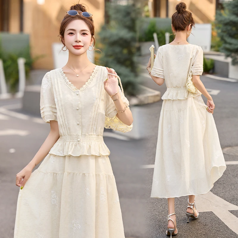 高级感小香风套装夏季御姐轻熟风今年流行两件套装裙荷叶边半身裙