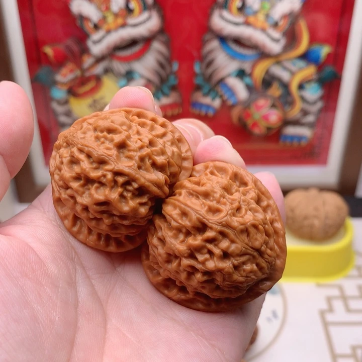 把件文玩核桃天*金牛全品大肚桃心巨重  1号
