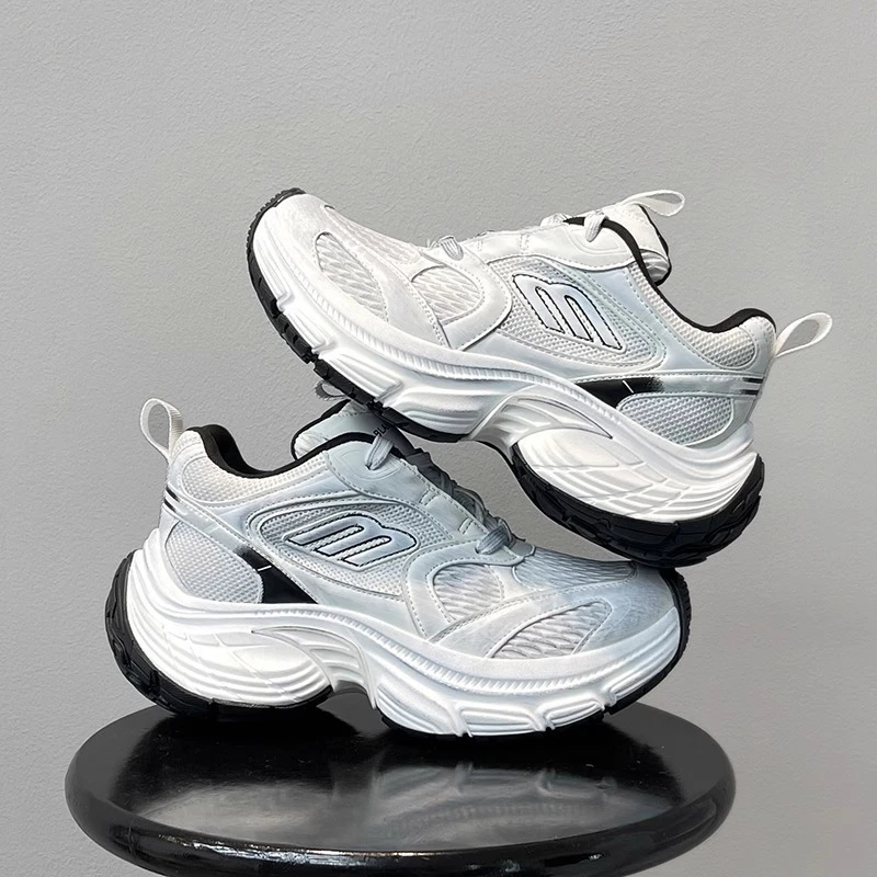 真皮厚底老爹鞋女2025新款夏季女鞋增高小白鞋春夏百搭休闲运动鞋