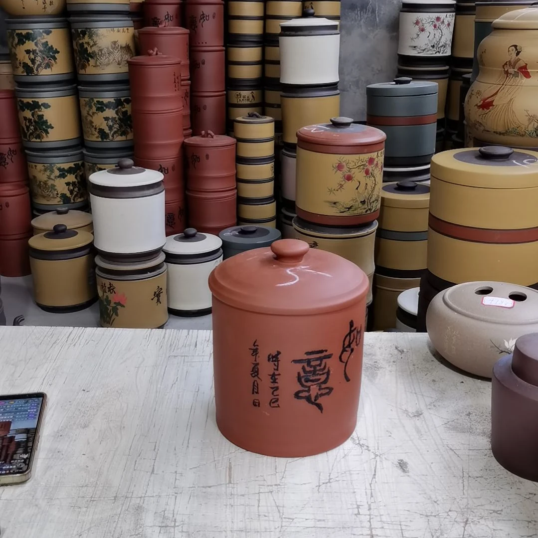 紫砂茶叶罐一斤装清水红泥如意5