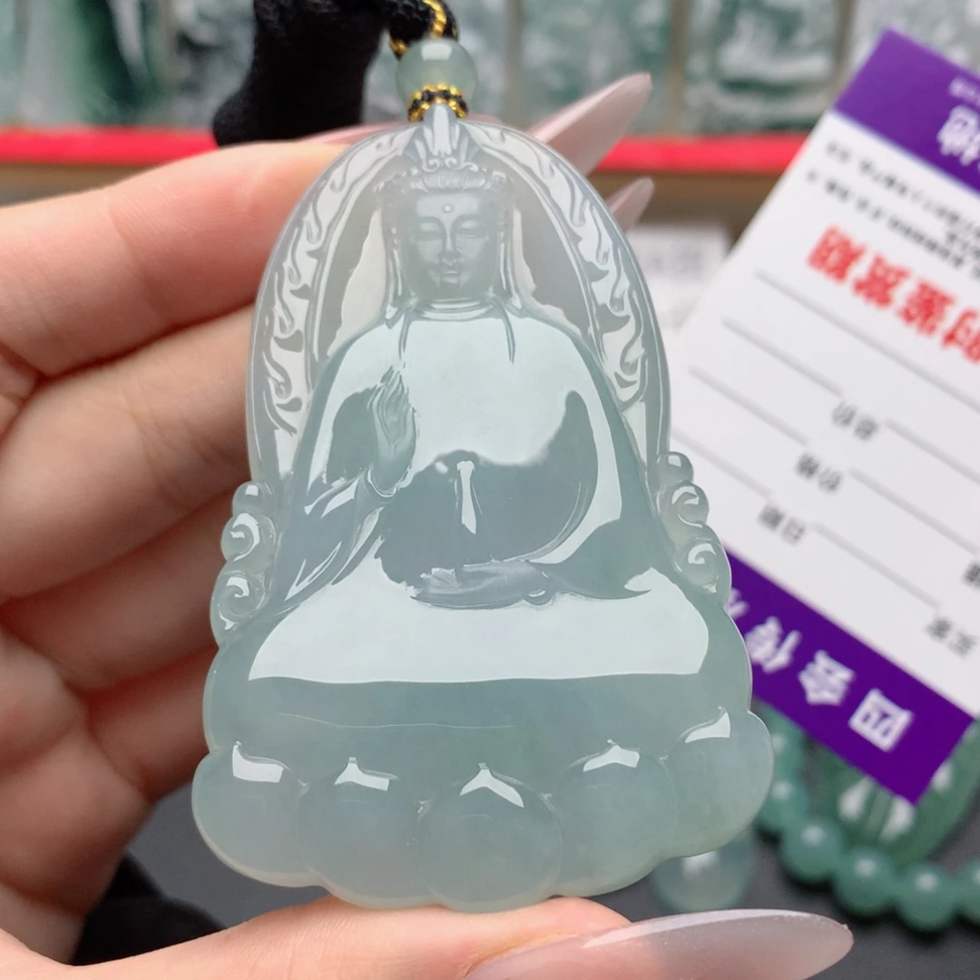 三***凉翡翠未镶嵌颈饰素衣观音