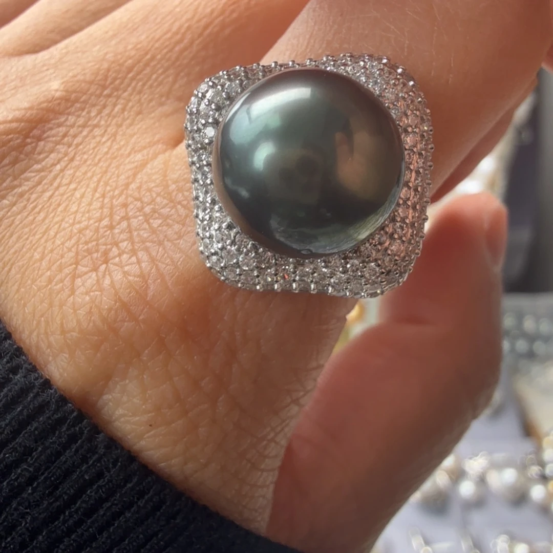 海水珍珠戒指银S925镶嵌