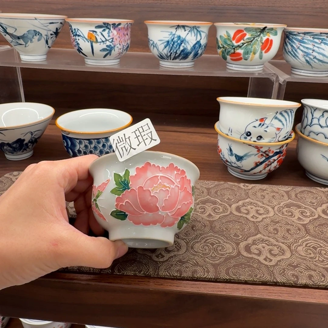 釉下手绘茶具微瑕