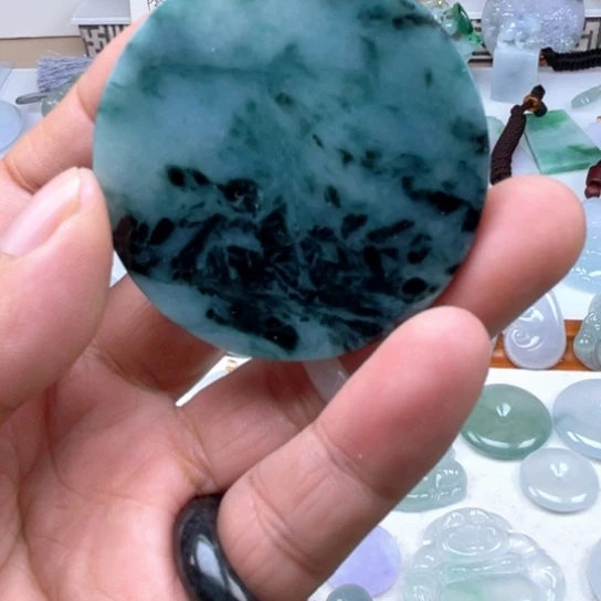 翡翠未镶嵌颈饰翡翠意境山水毛衣链