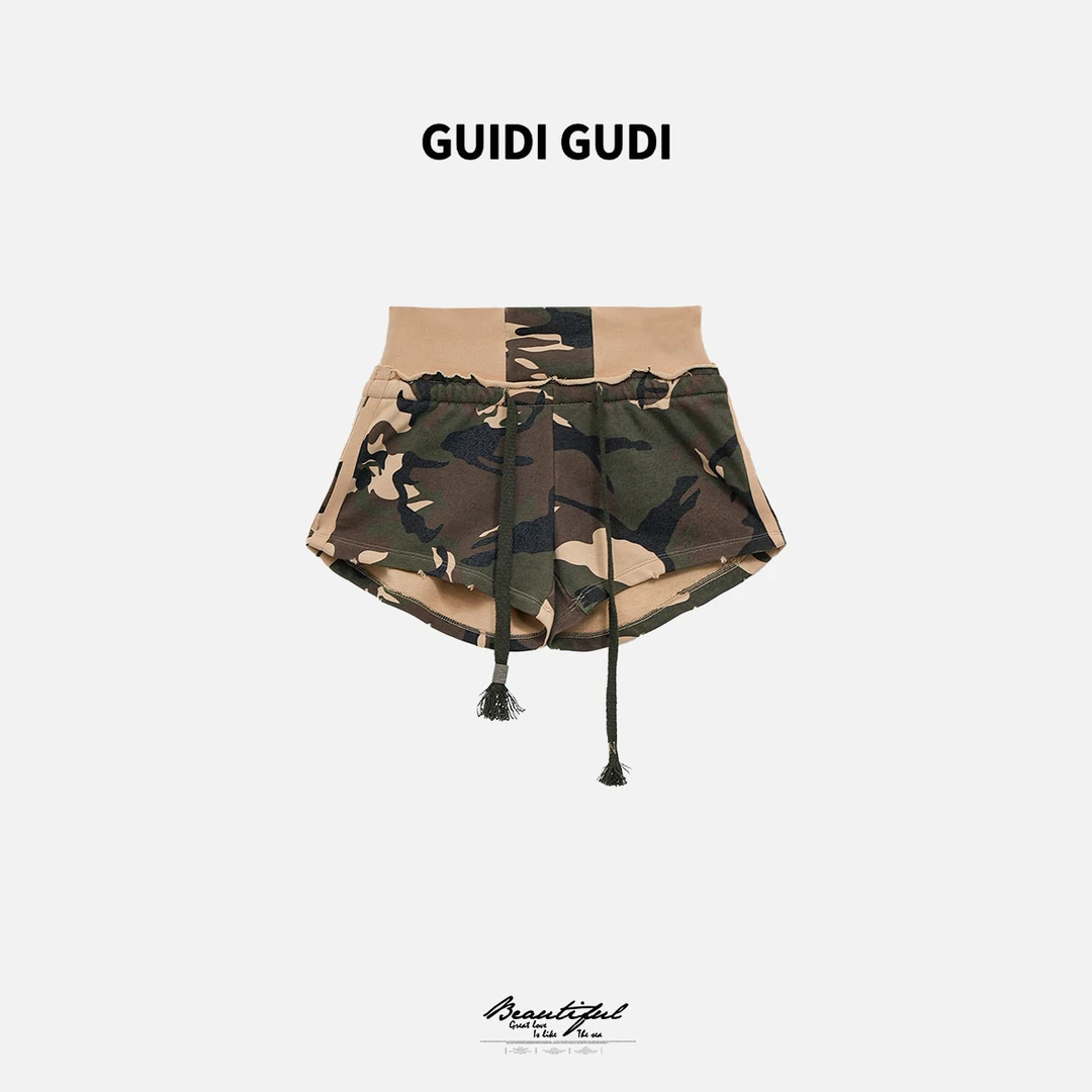 GUIDI GUDI【隐蔽】气质夏季印花百搭休闲迷彩时尚短裤 K9510004DH