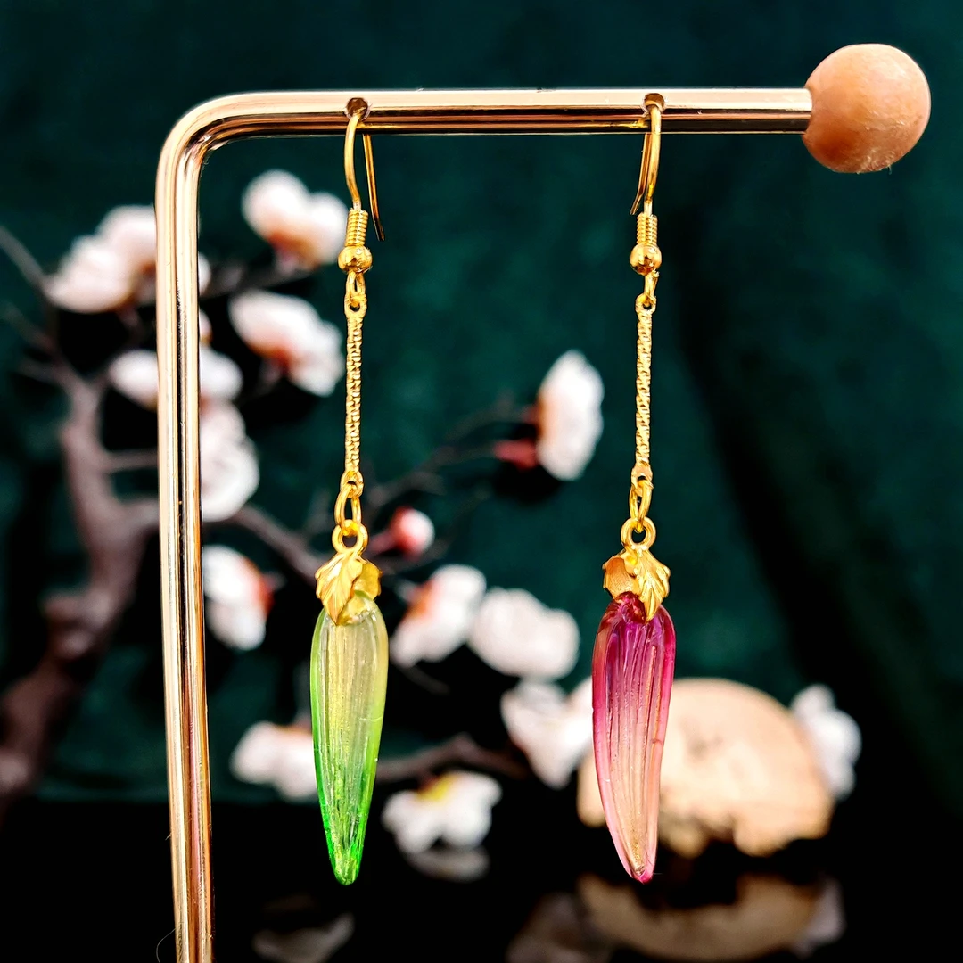 多吉米双韵复古新中式原创耳环耳夹配汉服旗袍