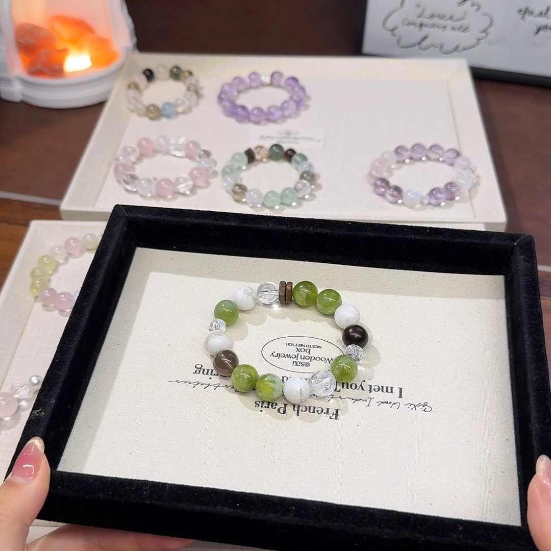 Y***W水晶未镶嵌手链岫玉多宝