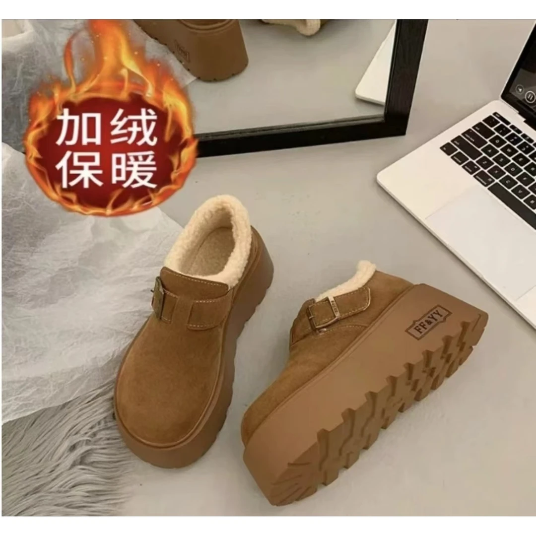 D 2024新款松糕底勃肯棉鞋保暖加绒 厚底外穿毛毛鞋 618