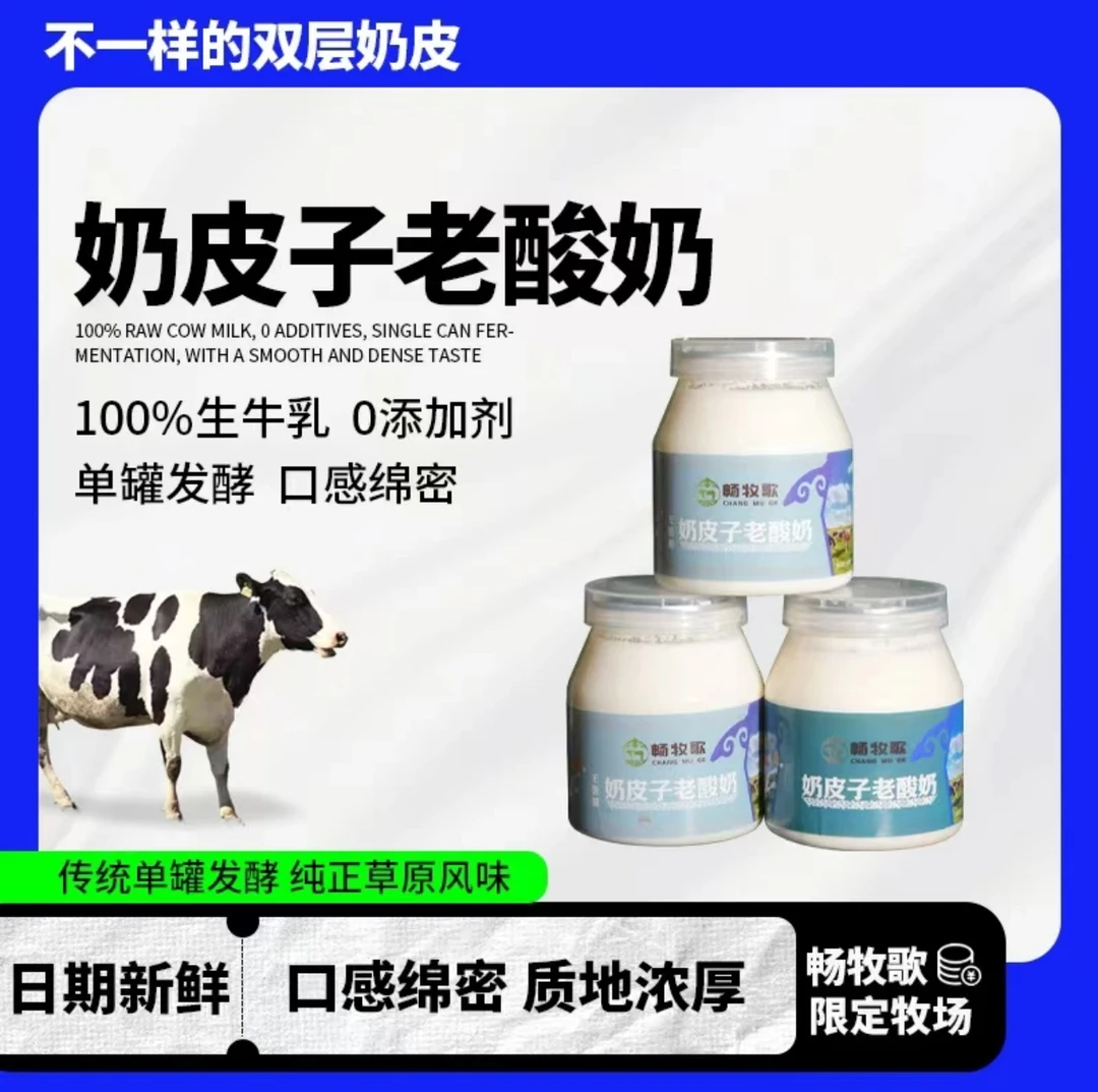 内蒙古特产畅牧歌奶皮子老酸奶零添加零防腐剂身材管理即食饮品