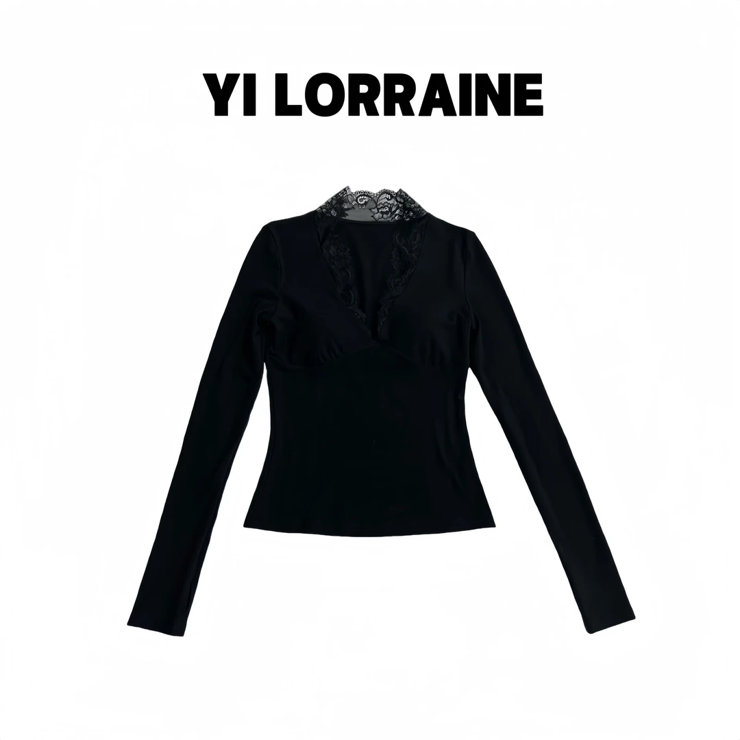 YI LORRAINE/旖洛琳原创设计莱赛尔亲肤打底蕾丝边保暖打底24W332