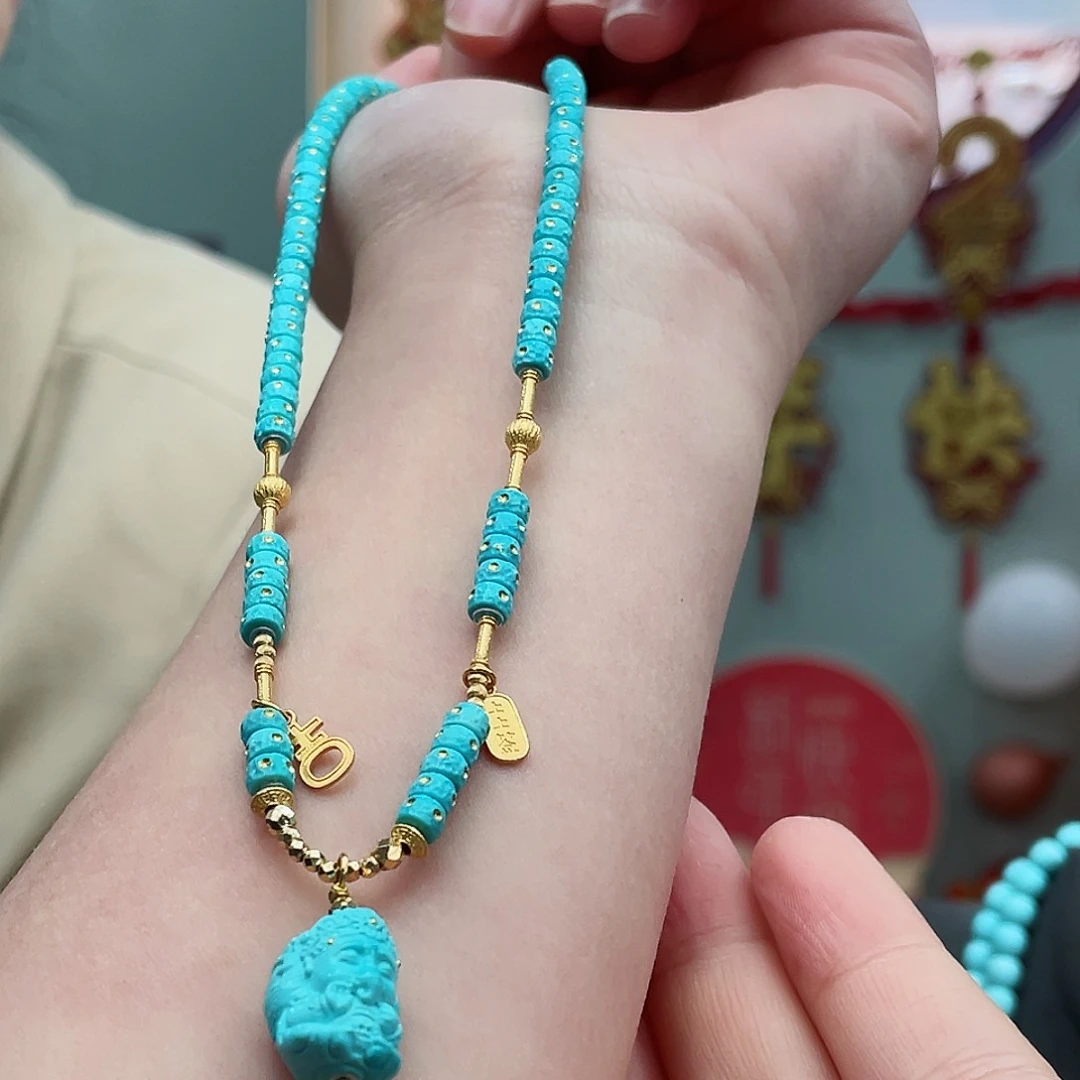 绿松石颈饰18K金镶嵌