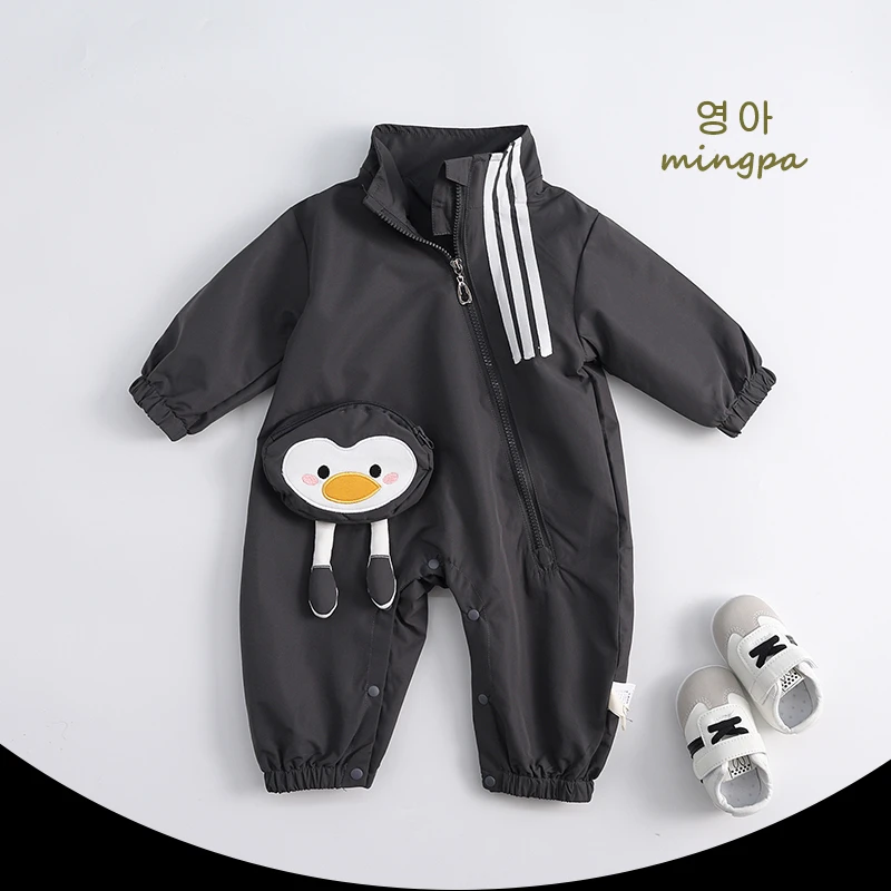 男宝宝卡通冲锋衣外套春秋季衣服婴儿秋装连体衣超萌外出哈衣保暖