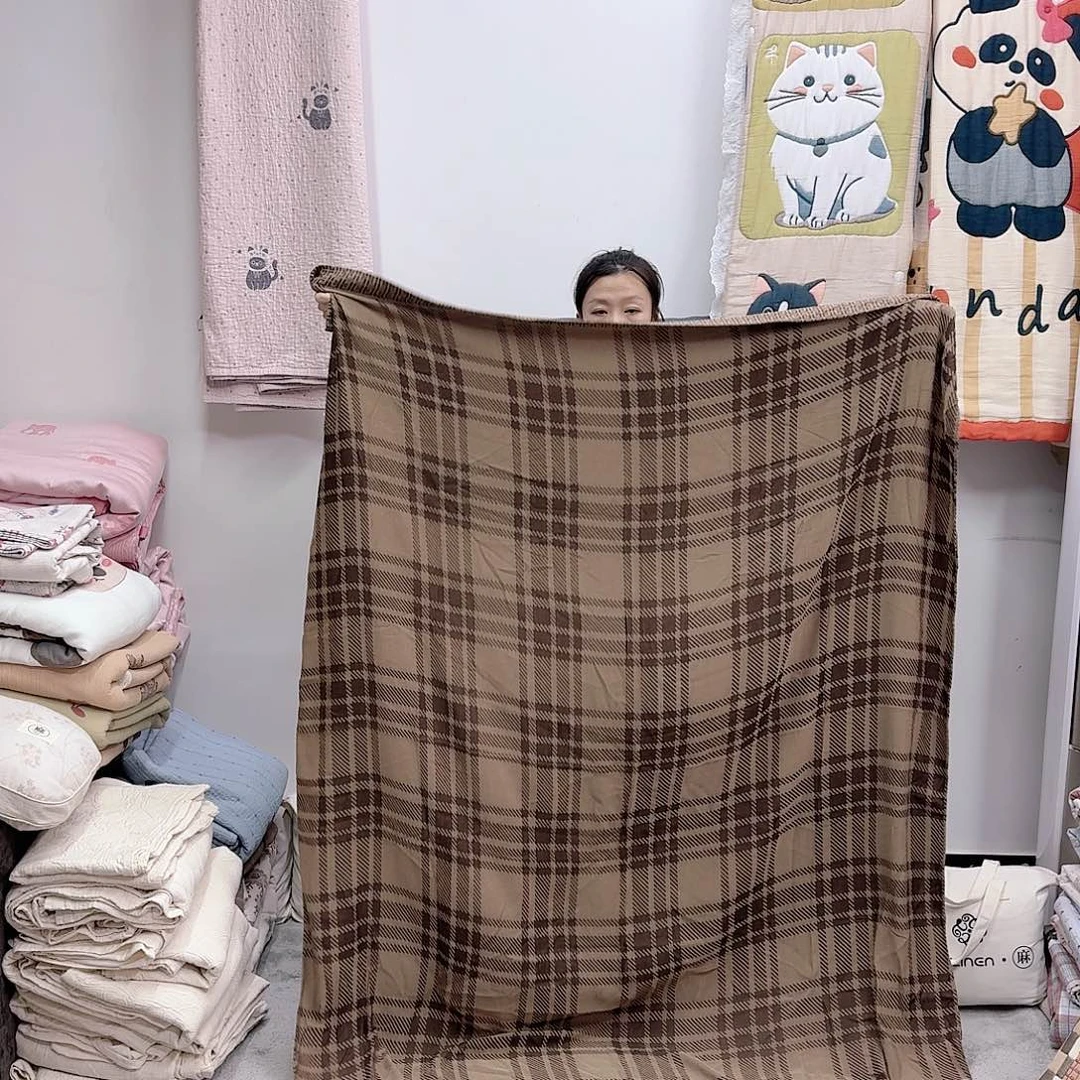 棉150/200流苏盖毯天丝