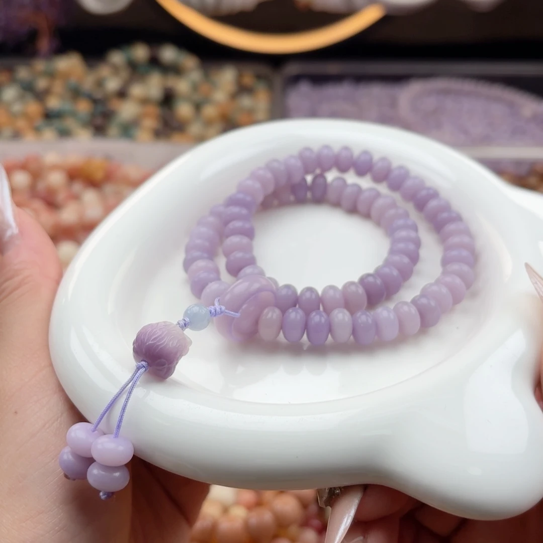 白玉菩提吊坠q9mm110颗。薰衣草紫算盘