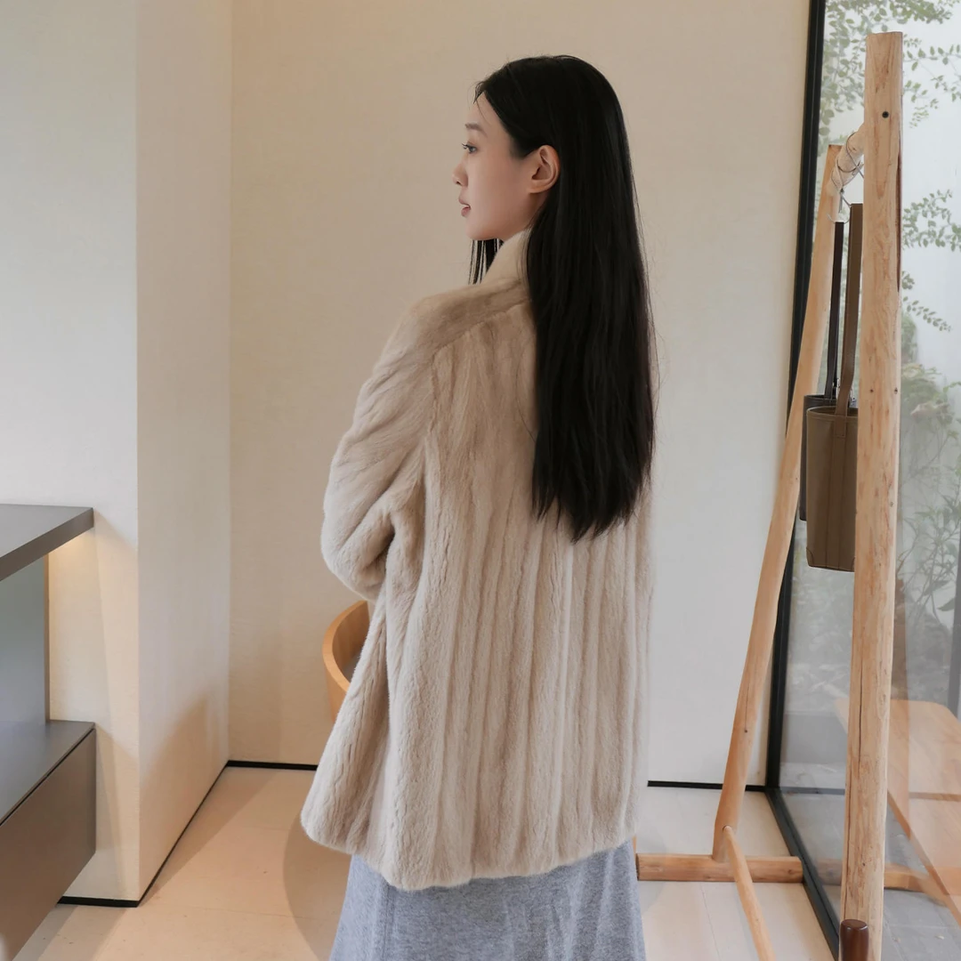 【武哥严选】进口全抽水貂皮大衣立领中长款整貂皮草女