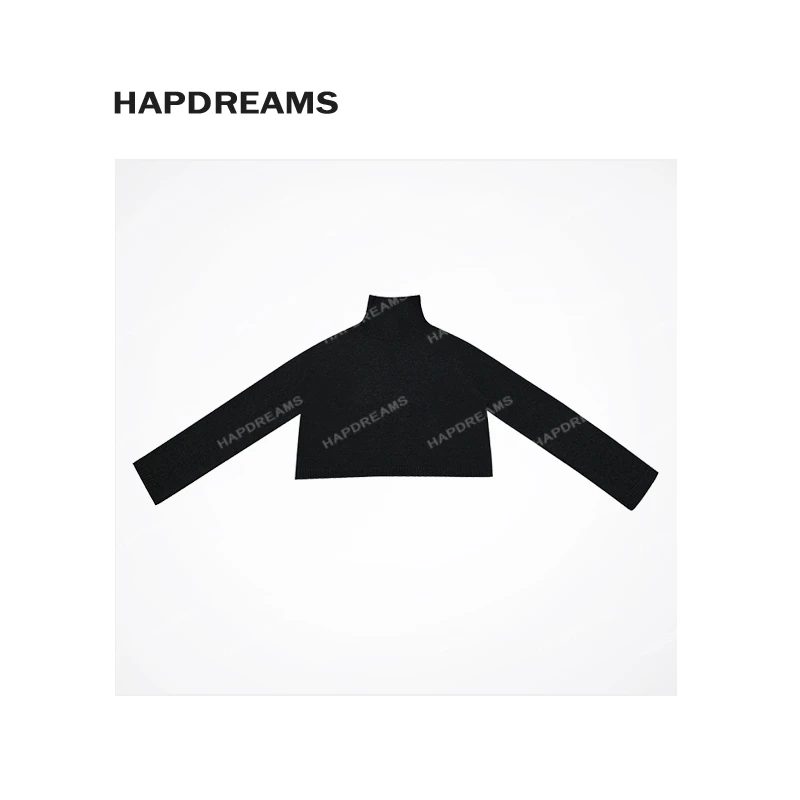 羊毛拉架高领毛衣 双色百搭针织长袖短外套