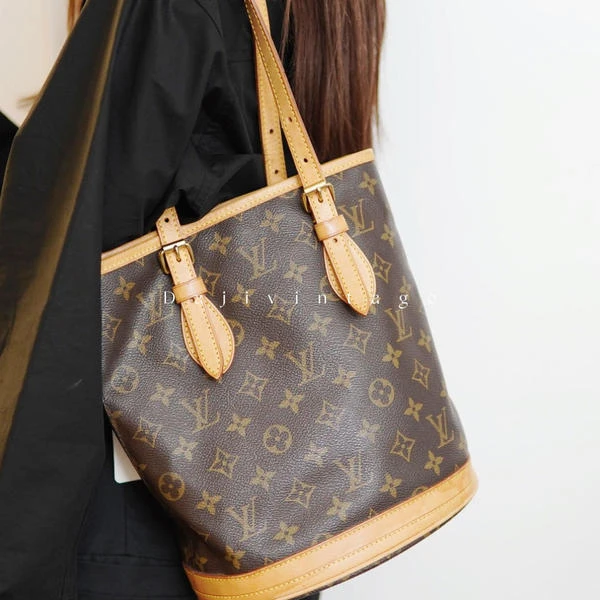 95新 LouisVuitton/路易威登 大吉中古/Lv老花小水桶单肩包