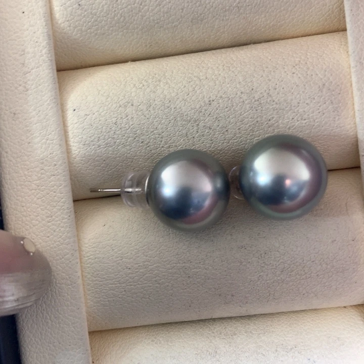 银S925镶嵌耳饰海水珍珠