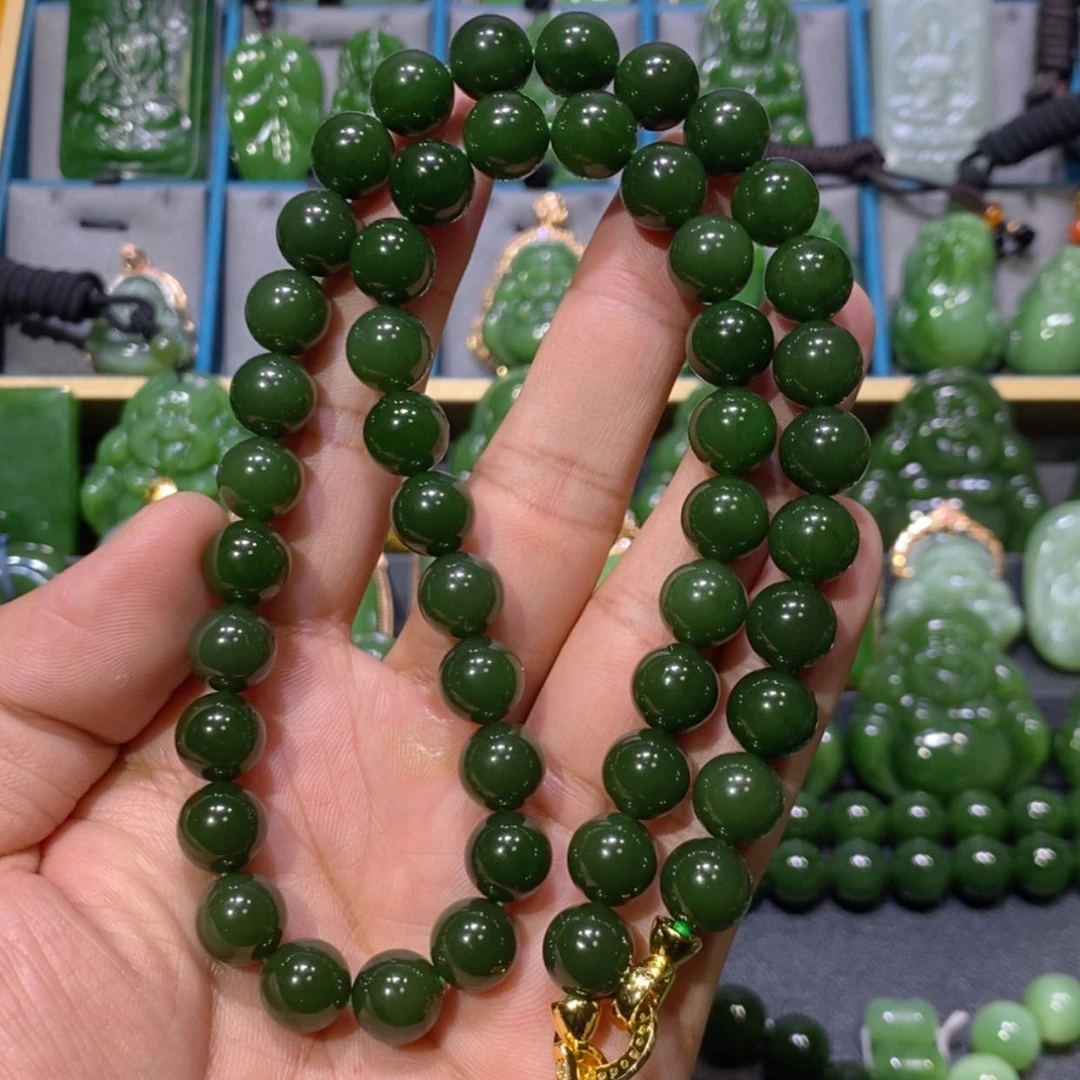 【闪购商品】和田玉吊坠(不含链)未镶嵌俄七菠菜绿妈妈链 10