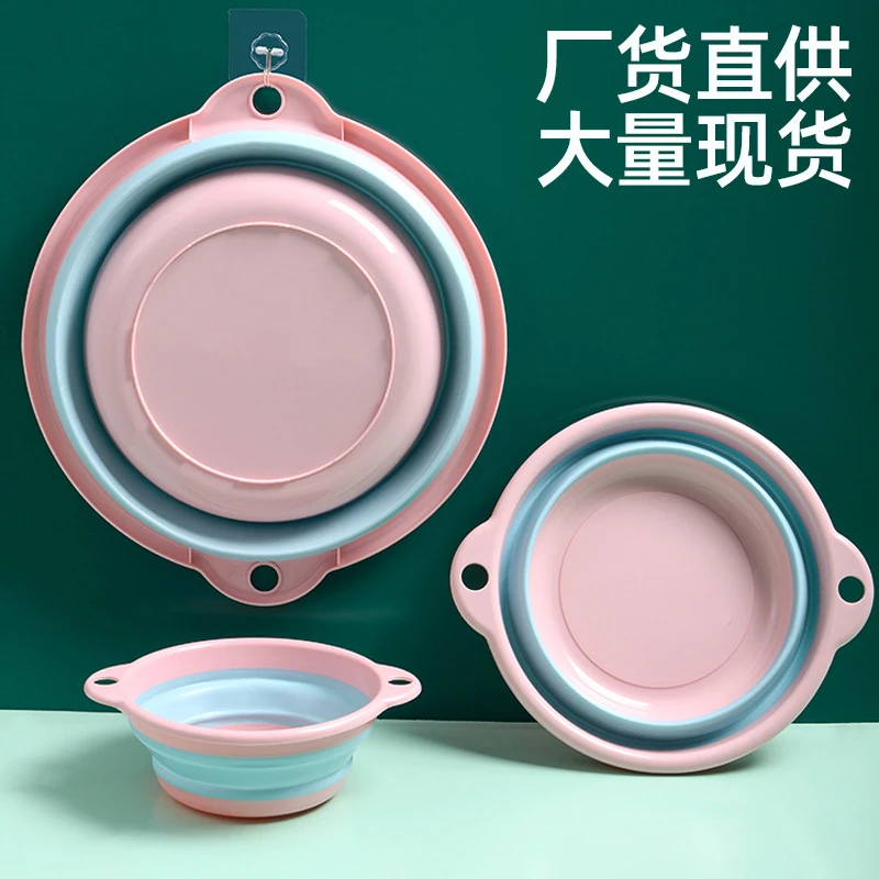 高品质家用可折叠硅胶洗脸盆加厚旅行大号折叠脸盆壁挂伸缩婴儿洗