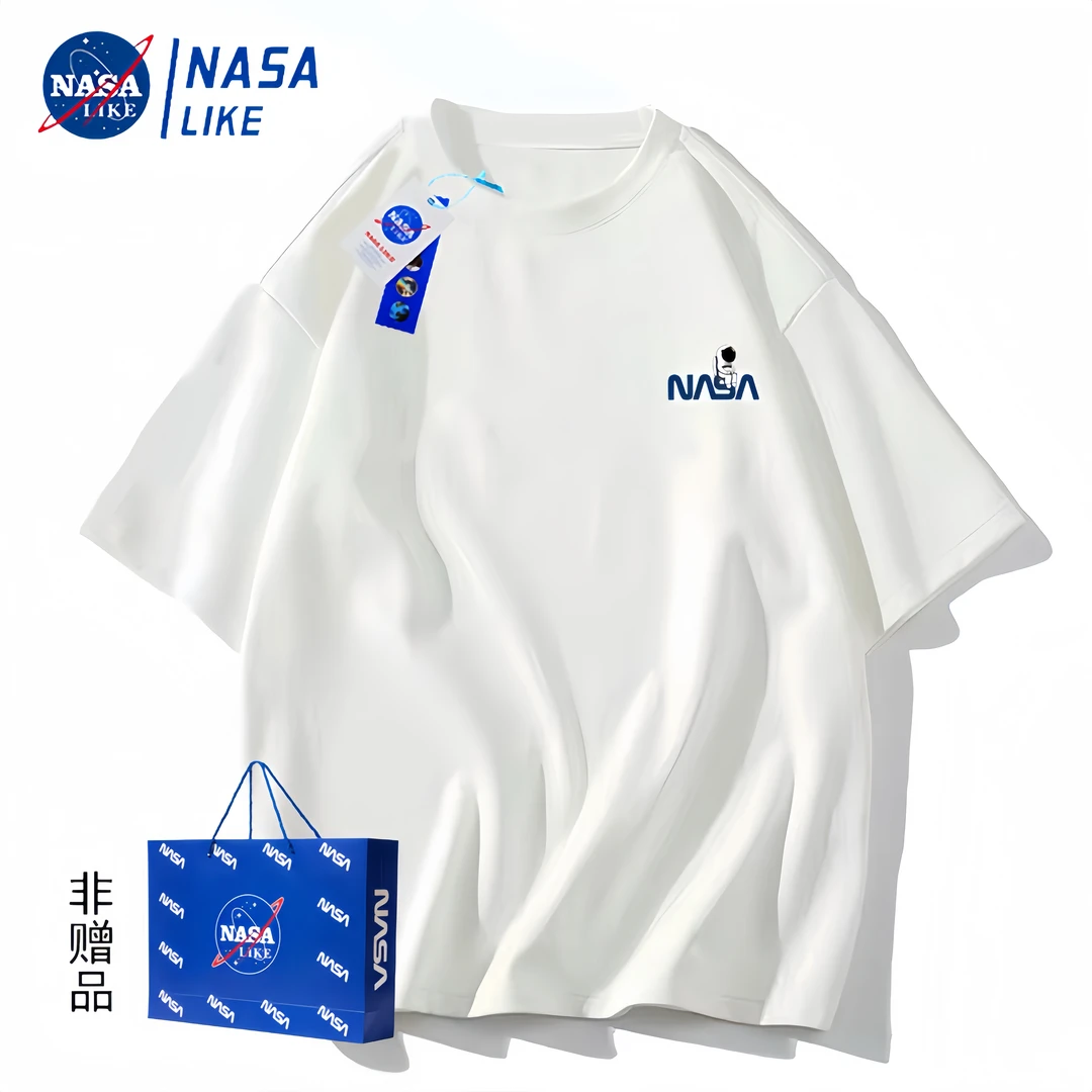 NASA官方旗舰店新款重磅100%纯棉短袖男女打底夏季宽松百搭情侣装