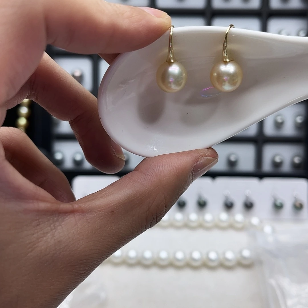 银S925镶嵌海水珍珠耳饰