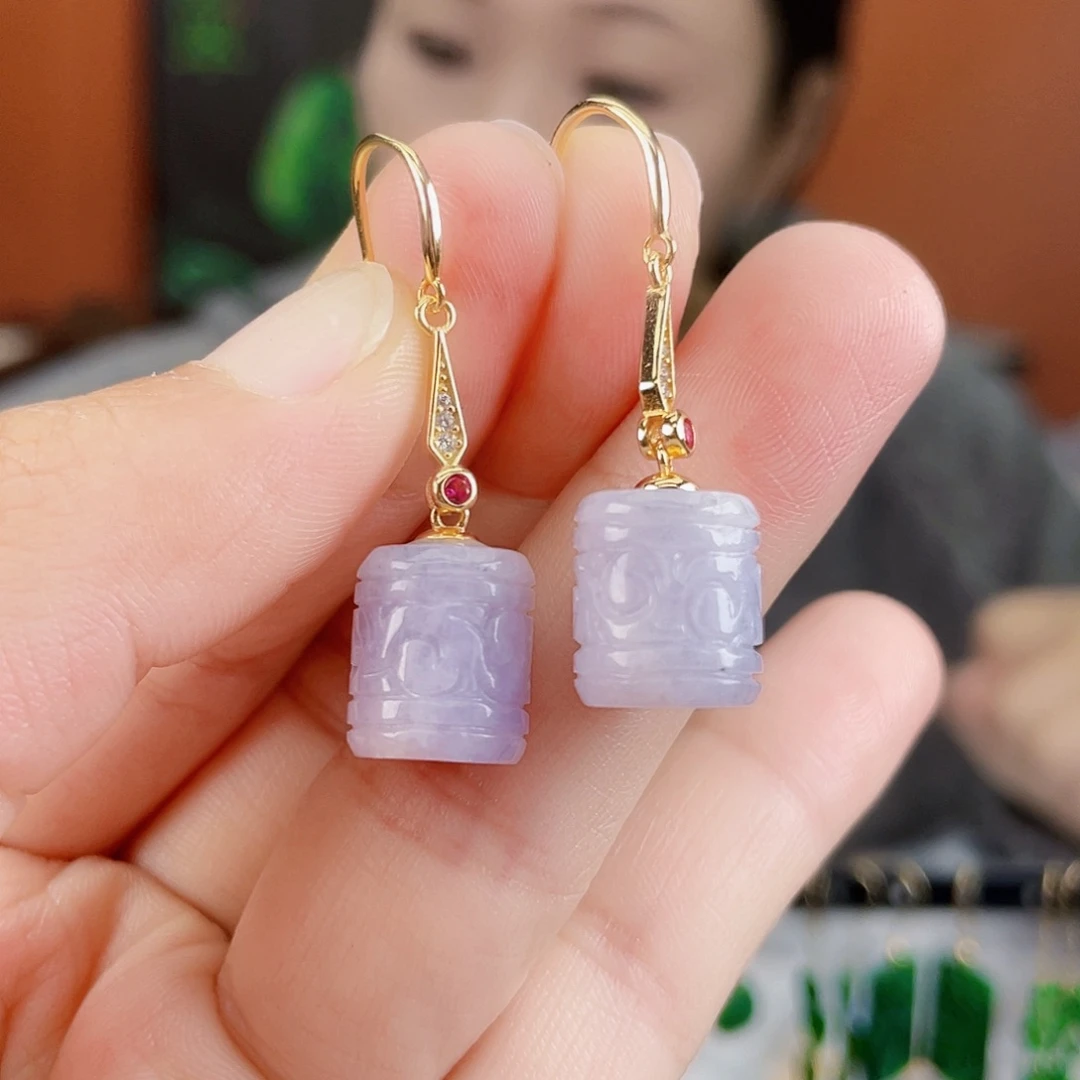 翡翠银S925镶嵌耳饰