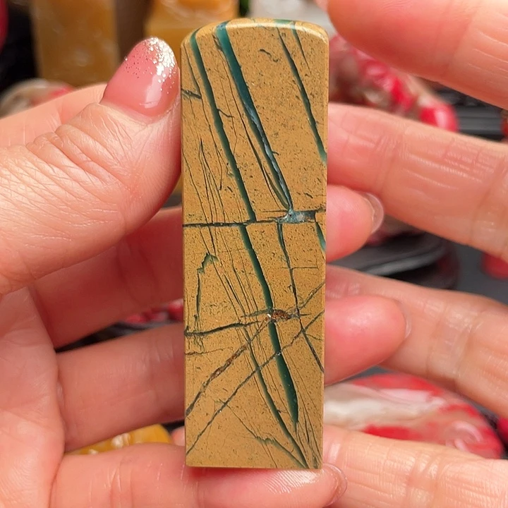 四川石雅安绿石牌子把件挂件印章