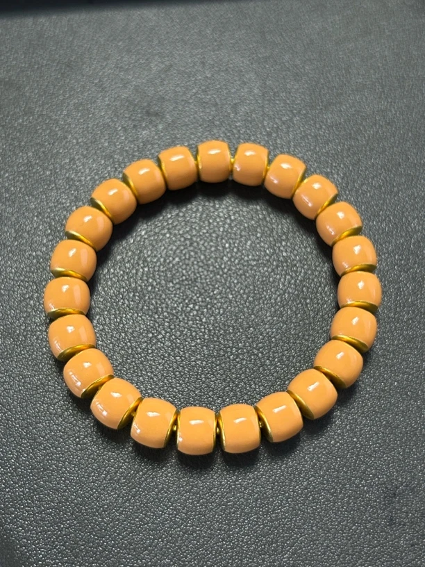 深圳水贝 足金卡9 珐琅彩核尖色直切手串 古法工艺 克价843/g